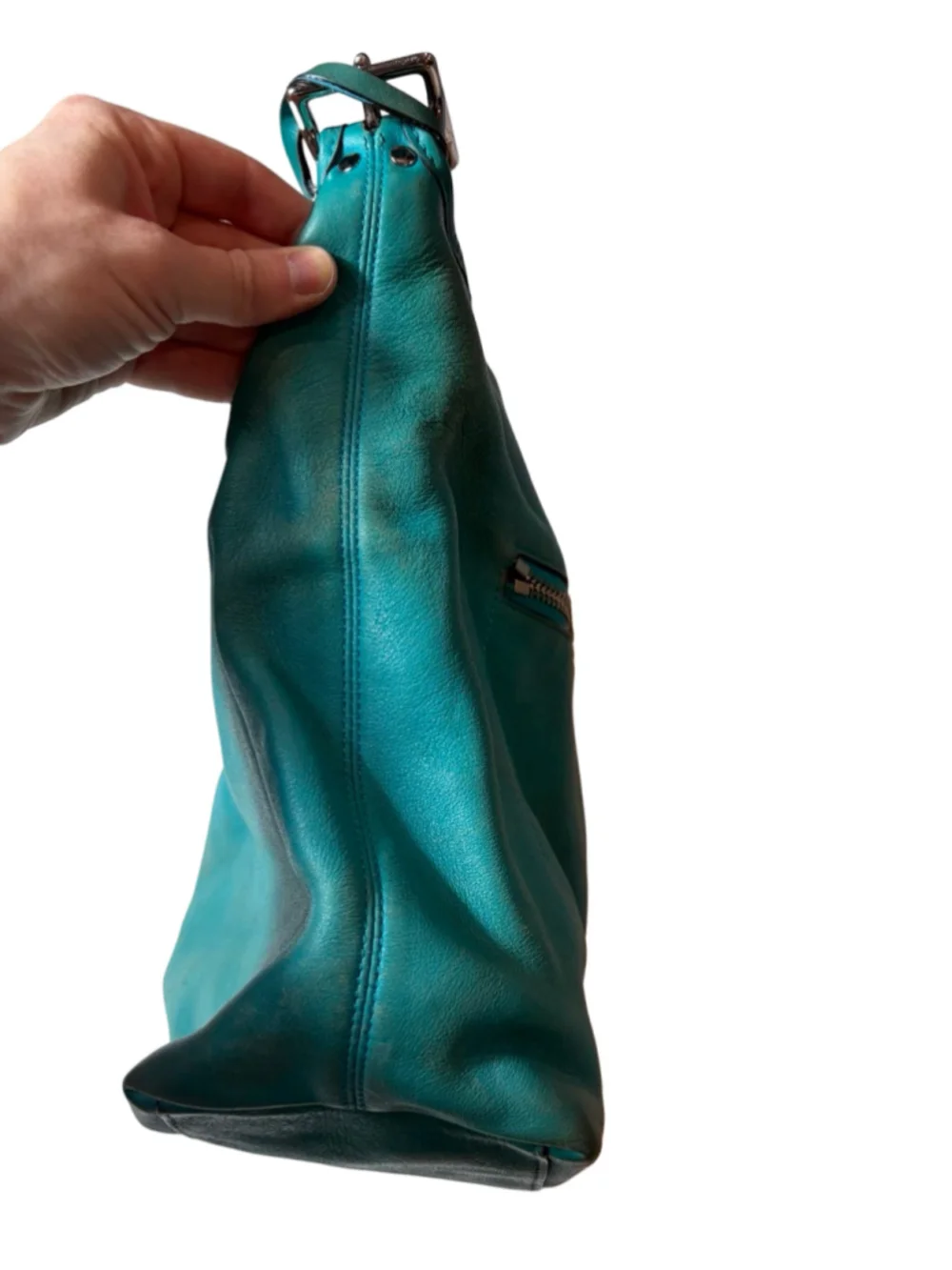 Coach Legacy Duffle Teal Leather Tassel Hobo Crossbody Bag 19889